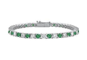 Emerald and Diamond Tennis Bracelet : 18K White Gold - 2.00 CT TGWemerald 