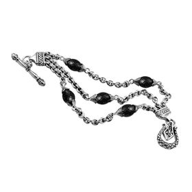 Sterling Silver and Onyx Bead Braceletsterling 