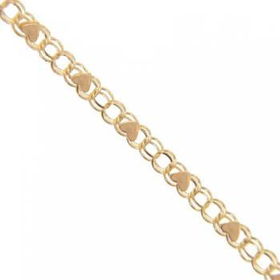 New 14K Yellow Gold Hearts Charm Anklet Adjustable 10INyellow 