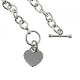 Silver Dangle Heart Charm Bracelet Toggle Clasp 7.5inchsilver 