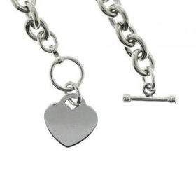 925 Silver Dangling Heart Charm Bracelet - Toggle Claspsilver 