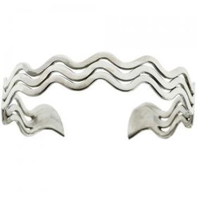 Polished 7in Long Sterling Silver Wavy Cuff Braceletpolished 