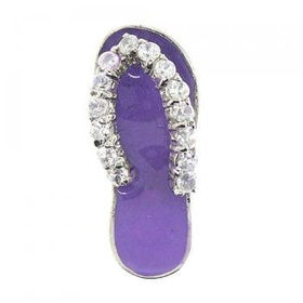 Silver Sandal Flip Flop Pendant w Cz & Purple Enamelsilver 