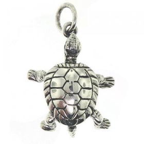 Dangling Solid Sterling Silver Artform Turtle Pendantdangling 