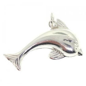 Ladies 925 Sterling Dangling Dolphin Pendant or Charmladies 