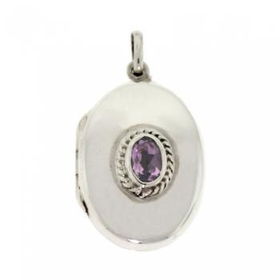 2 Picture Sterling Silver Locket Amethyst Gemstone 925picture 