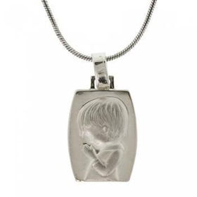 Sterling Silver Pendant Praying Child 18In Snake Chainsterling 