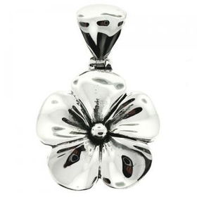 High Polished Sterling Silver Dangling Flower Pendanthigh 