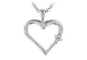 Diamond Heart Pendant : 14K White Gold - 0.05 CT Diamondsdiamond 