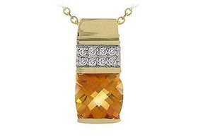 Citrine and Diamond Pendant : 14K Yellow Gold - 2.25 CT TGWcitrine 