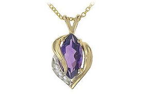 Amethyst and Diamond Pendant : 14K Two Tone (White & Yellow) Gold - 1.50 CT TGWamethyst 