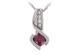 Diamond and Garnet Pendant : 14K White Gold - 1.75 CT TGWdiamond 