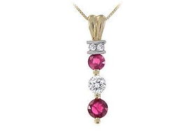 Ruby and Diamond Pendant : 14K Yellow Gold - 1.25 CT TGWruby 