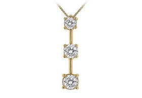 Three Stone Diamond Pendant : 14K Yellow Gold - 1.00 CT Diamondsstone 