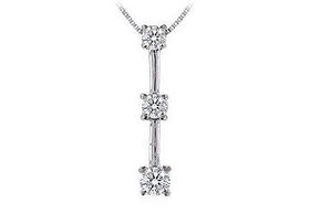 Three Stone Diamond Pendant : 14K White Gold - 0.75 CT Diamondsstone 