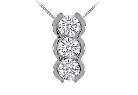 Three Stone Diamond Pendant : 14K White Gold - 1.00 CT Diamondsstone 