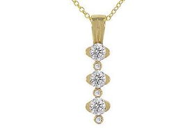 Three Stone Diamond Pendant : 14K Yellow Gold - 0.75 CT Diamondsstone 