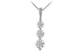 Three Stone Diamond Pendent : 14K White Gold - 1.00 CT Diamondsstone 