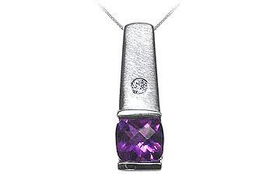 Amethyst and Diamond Pendant : 14K White Gold - 0.66 CT TGWamethyst 