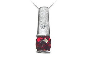 Garnet and Diamond Pendant : 14K White Gold - 1.00 CT TGWgarnet 