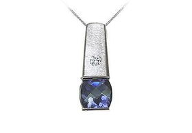 Iolite and Diamond Pendant : 14K White Gold - 0.50 CT TGWiolite 