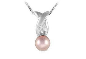 Cultured Pearl and Diamond Pendant : 14K White Goldcultured 