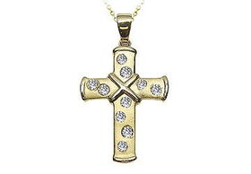 Diamond Cross Pendant : 14K Yellow Gold - 0.30 CT Diamondsdiamond 