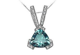 Blue Topaz and Diamond Pendant : 14K White Gold - 1.25 CT TGWblue 