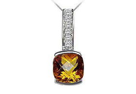 Citrine and Diamond Pendant : 14K White Gold - 2.50 CT TGWcitrine 