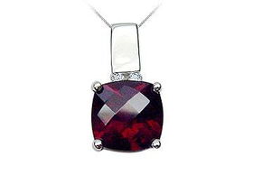 Garnet and Diamond Pendant : 14K White Gold - 3.00 CT TGWgarnet 