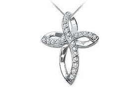 Diamond Cross Pendant : 14K White Gold - 0.25 CT Diamondsdiamond 