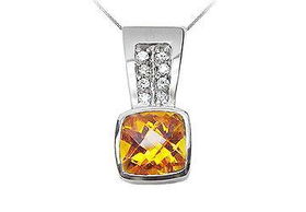 Citrine and Diamond Pendant : 14K White Gold - 2.25 CT TGWcitrine 