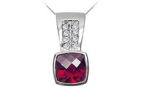 Garnet and Diamond Pendant : 14K White Gold - 3.00 CT TGWgarnet 