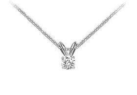 14K White Gold : Round Diamond Solitaire Pendant - 0.15 CT TW.white 