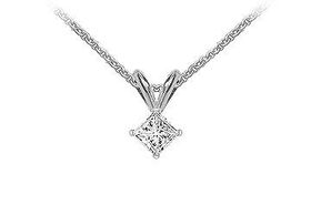 14K White Gold : Princess Cut Diamond Solitaire Pendant - 0.25 CT. TW.white 