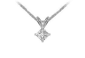 14K White Gold : Princess Cut Diamond Solitaire Pendant - 0.50 CT. TW.white 