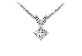 14K White Gold : Princess Cut Diamond Solitaire Pendant - 0.75 CT. TW.white 