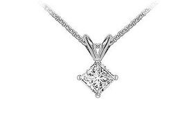 14K White Gold : Princess Cut Diamond Solitaire Pendant - 1.00 CT. TW.white 