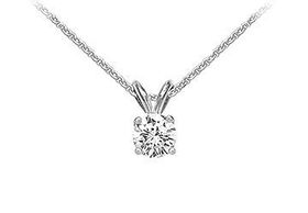 14K White Gold : Round Diamond Solitaire Pendant - 0.50 CT. TW.white 