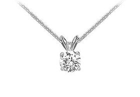 14K White Gold : Round Diamond Solitaire Pendant - 0.75 CT. TW.white 