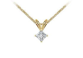 14K Yellow Gold : Princess Cut Diamond Solitaire Pendant - 0.15 CT. TW.yellow 