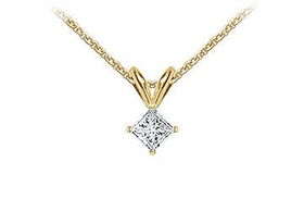 14K Yellow Gold : Princess Cut Diamond Solitaire Pendant - 0.25 CT. TW.yellow 