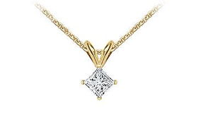 14K Yellow Gold : Princess Cut Diamond Solitaire Pendant - 0.33 CT. TW.yellow 