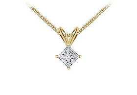 14K Yellow Gold : Princess Cut Diamond Solitaire Pendant - 0.50 CT. TW.yellow 