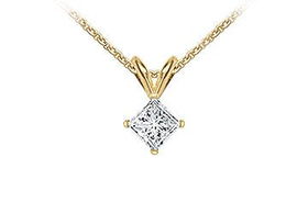 14K Yellow Gold : Princess Cut Diamond Solitaire Pendant - 0.75 CT. TW.yellow 