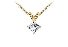 14K Yellow Gold : Princess Cut Diamond Solitaire Pendant - 1.00 CT. TW.yellow 