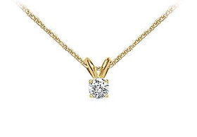 14K Yellow Gold : Round Diamond Solitaire Pendant - 0.15 CT. TW.yellow 