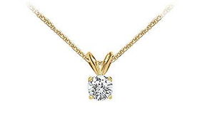 14K Yellow Gold : Round Diamond Solitaire Pendant - 0.25 CT. TW.yellow 