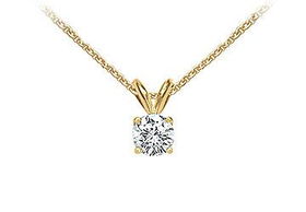 14K Yellow Gold : Round Diamond Solitaire Pendant - 0.33 CT. TW.yellow 