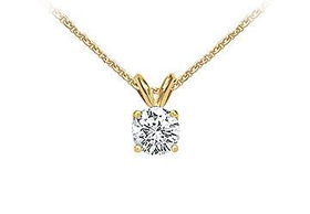 14K Yellow Gold : Round Diamond Solitaire Pendant - 0.75 CT.TW.yellow 